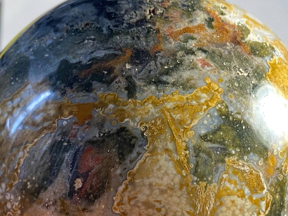3.4" 86mm - 856gms "Exceptional Pattern"~OCEAN JASPER Sphere E1364