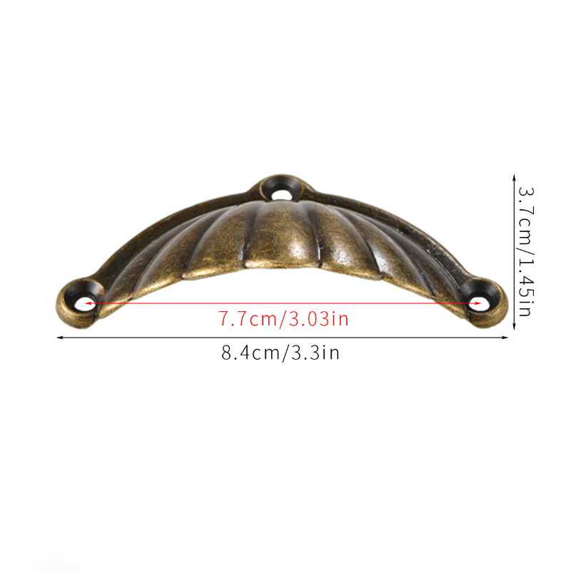 6pcs Shell Shape Antique Handle Drawer Pulls Alloy Handle Cabinet Hardware Decor