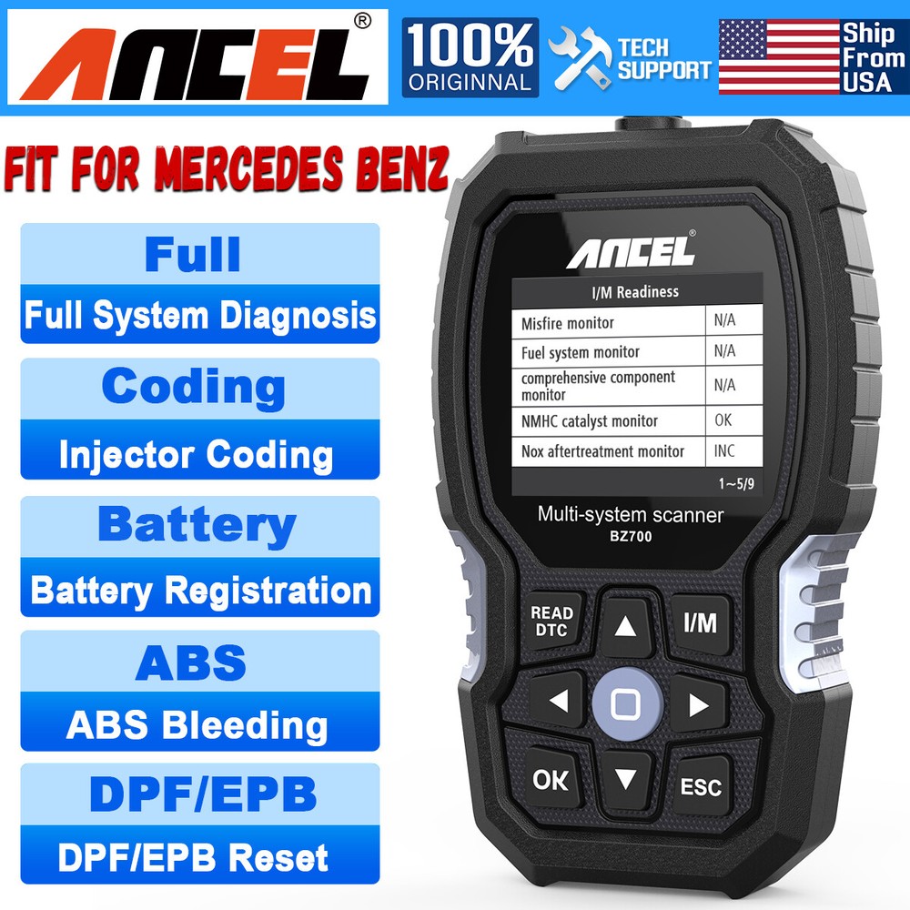 ANCEL BZ700 Fit for Mercedes Benz OBD2 Scanner ABS SRS All System Code Reader