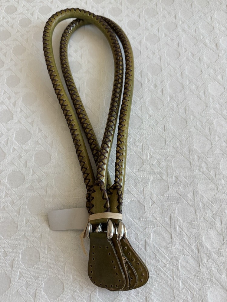 Grayson E Rolled Leather Purse Handles Large Green NEW