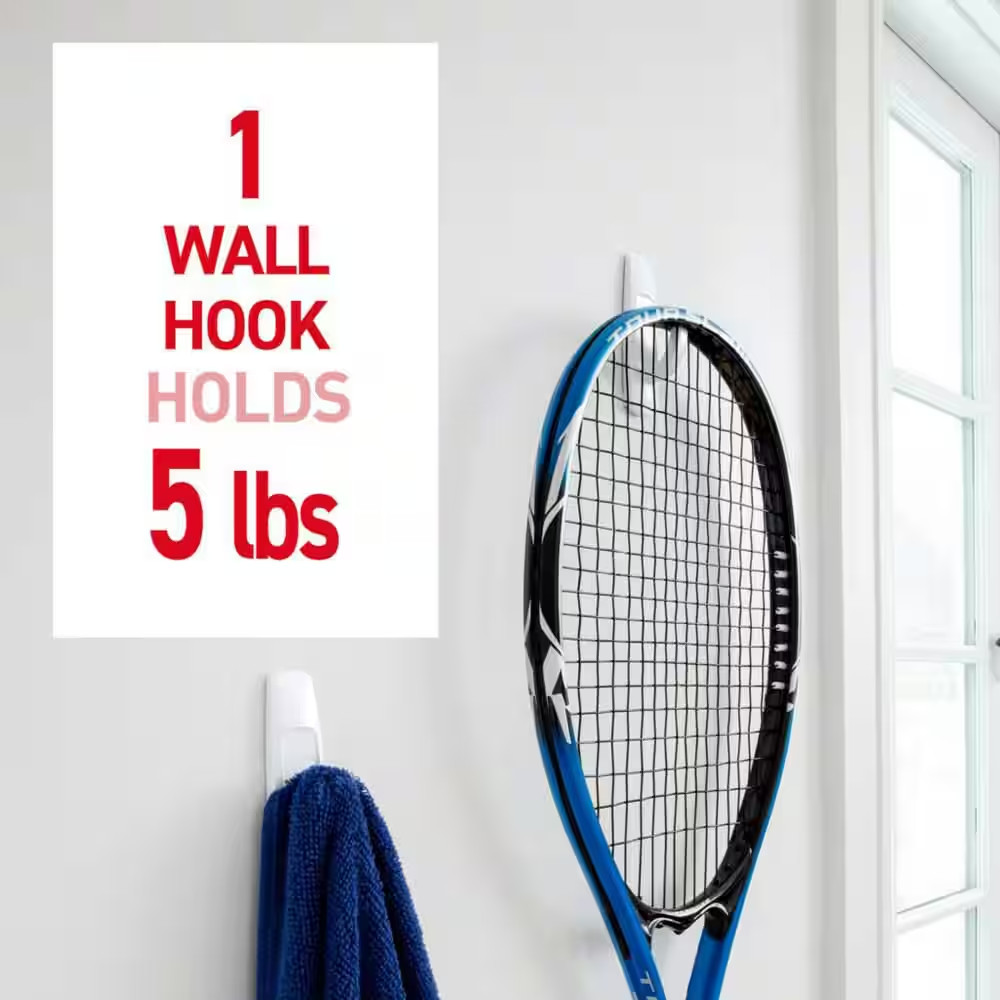 Command Large Utility Hooks, White, Damage Free Hanging, 6 Hooks and 12 Command