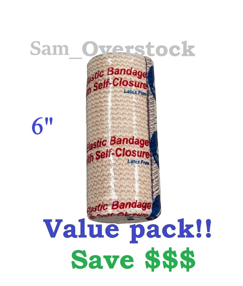Elastic Bandage with Self Closure 6" x 5yds With Hook & Loop fastener Both ends