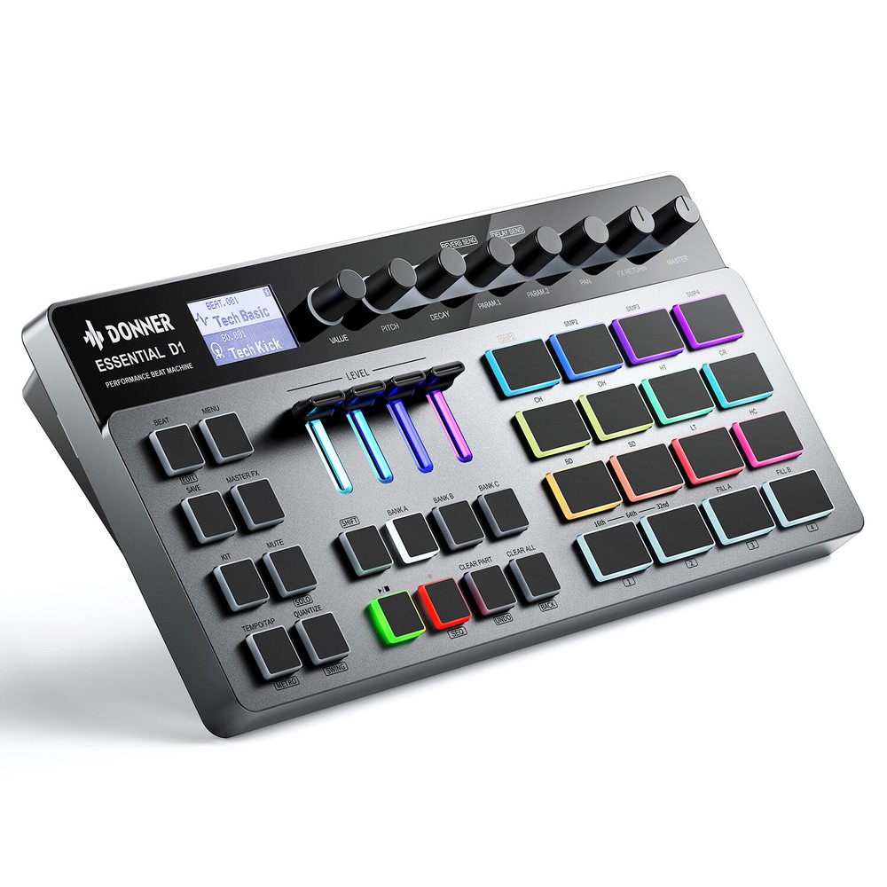 Donner D1 Digital Drum Machine Step Sequencer Multieffect 12 Channel 4GB Storage