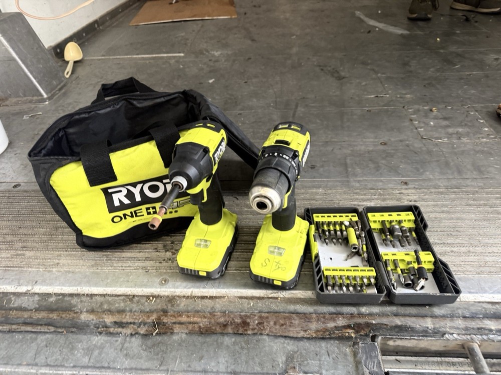 Ryobi Tool Combo Kit 2 Tools Cordless Drill Impact Driver Bag Bits