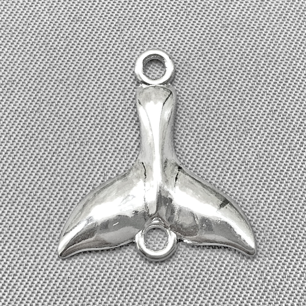 Whale Tail 2 Loop Links 20x18mm Antique Silver Plated Alloy Q10 Per Pkg