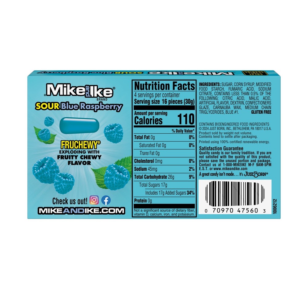 MIKE AND IKE Sour Blue Raspberry flavored Chewy Candy