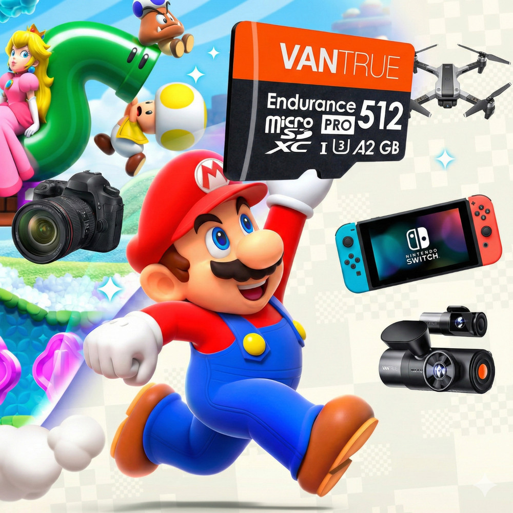 Vantrue microSD 512GB, Memory Card 4K, Nintendo Switch, Action camera,  Drone