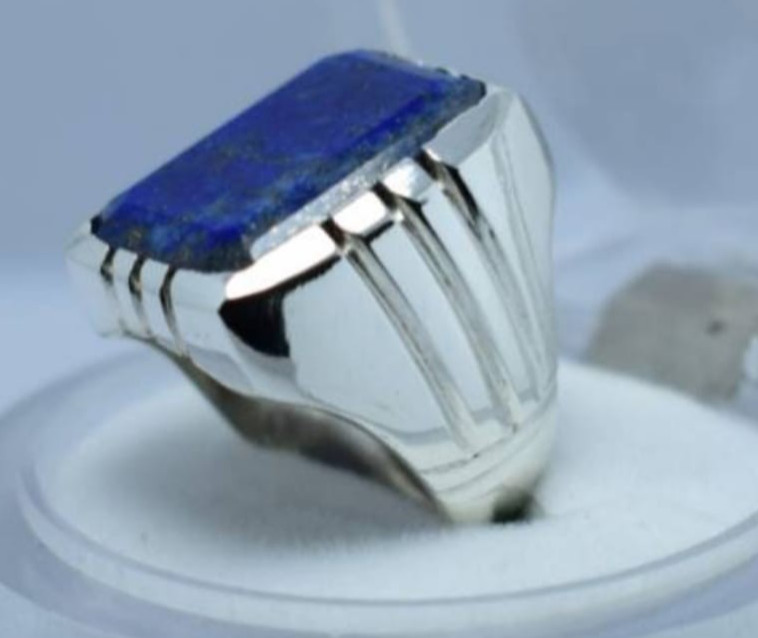 Men's Vintage Lapis Lazuli Ring | Bold Rectangular Blue Gemstone | Sterling Silv