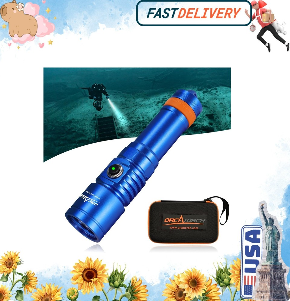 ORCATORCH D710 Scuba Diving Light,3000 Lumens Super Bright Underwater Flashlight