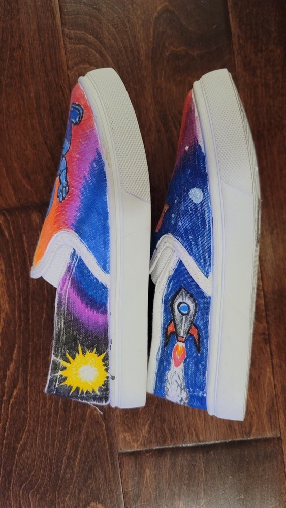Unique Hand Painted Shoes, Space Themed, Size 2/3