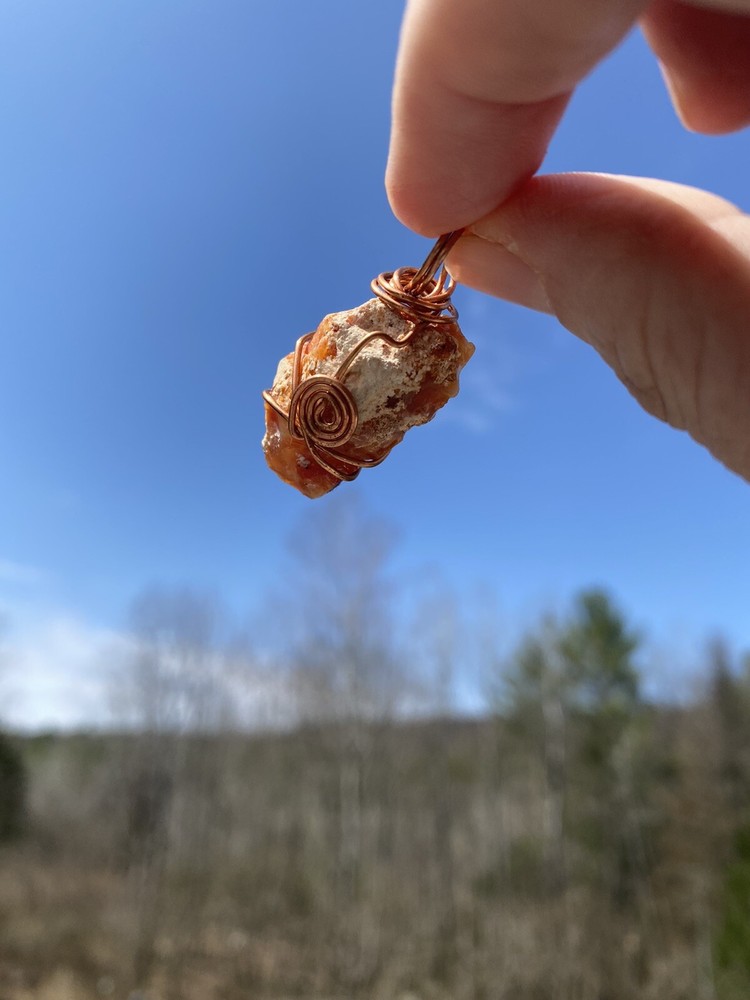 Rough Natural Carnelian Copper Wrapped Pendant
