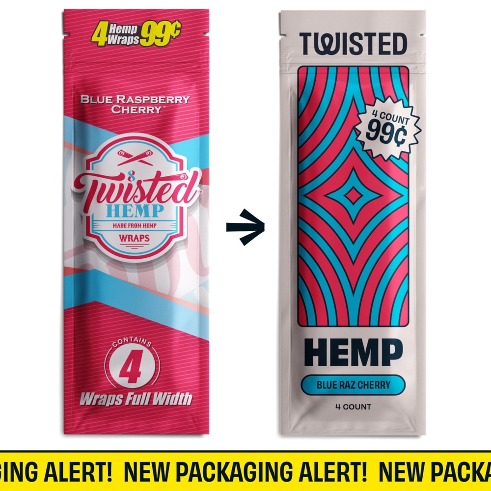 Twisted Hemp 4 Leaf Pack 15 Count Box 60 Rolling Papers (Blue Raspberry Cherry)