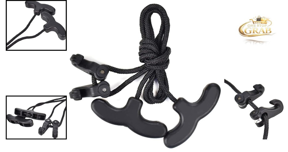 Crossbow Cocking Rope & Device Ambidextrous Handle Black Rope Plastic