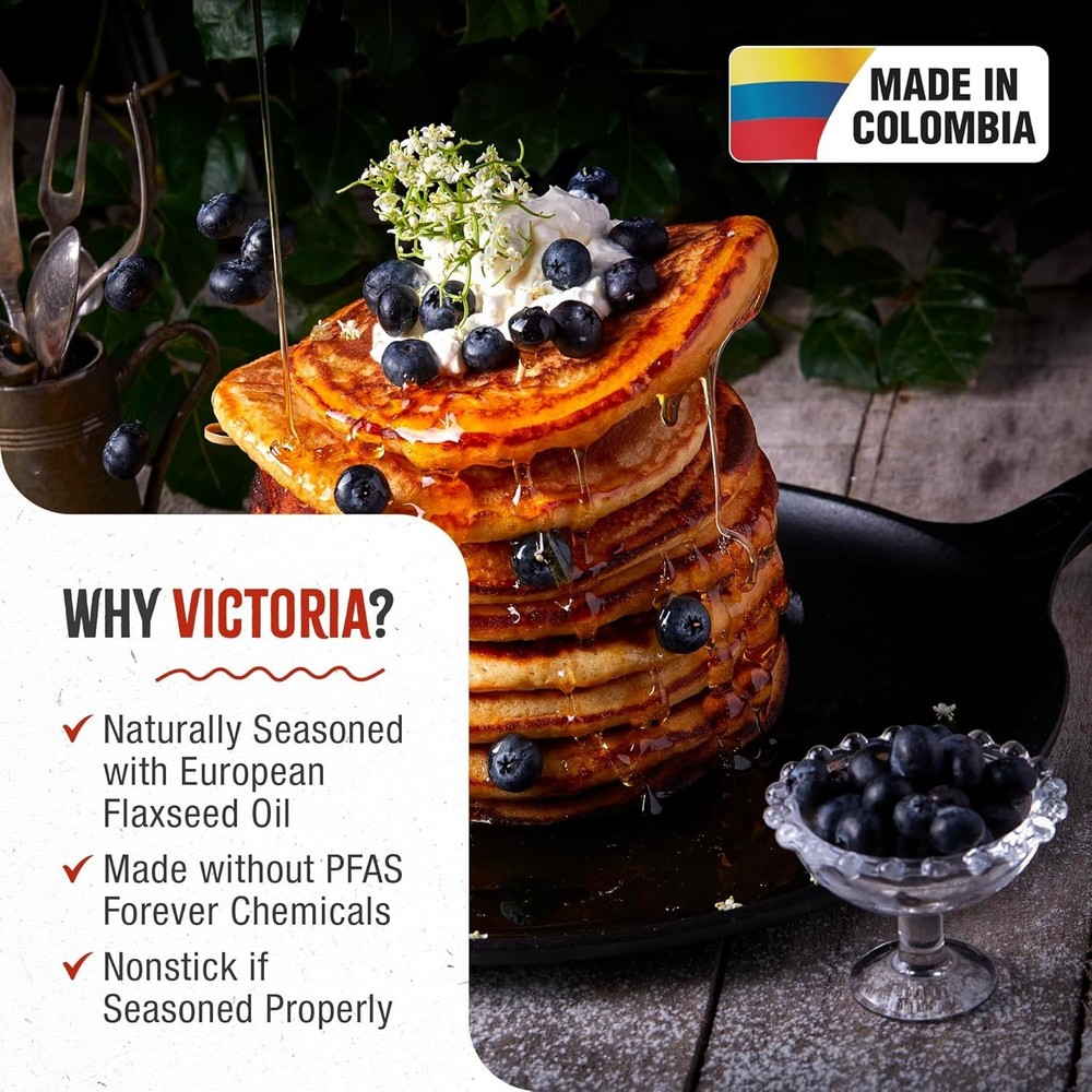 Durable 12-Inch Cast Iron Comal with Non-stick Surface for Versatile Cooking