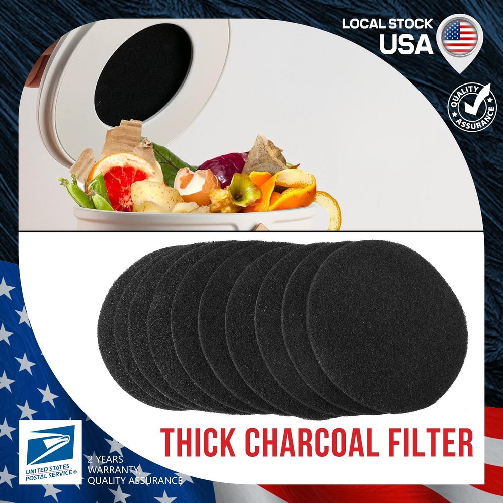 Charcoal Filter Replacements Kitchen Compost Bin Round 6.7" 0.4" Thick 10 Pcs