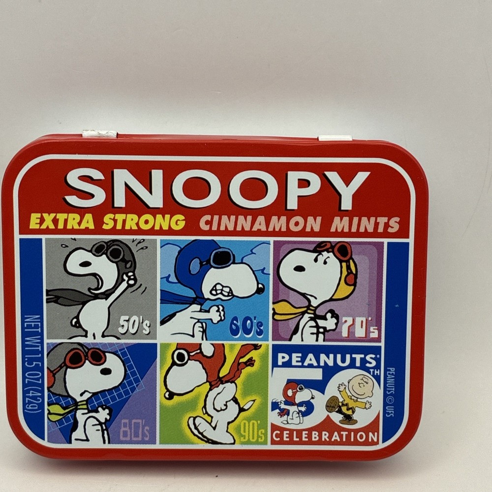 Vtg Tin Box Ragold Peanuts SNOOPY CINNAMON MINTS Candy