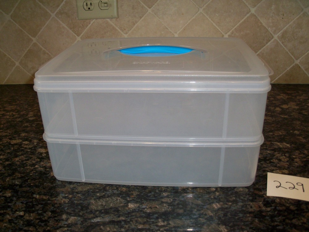 Snapware Snap 'N Stack Storage Organizer Rectangle Plastic Crafts Clear Blue