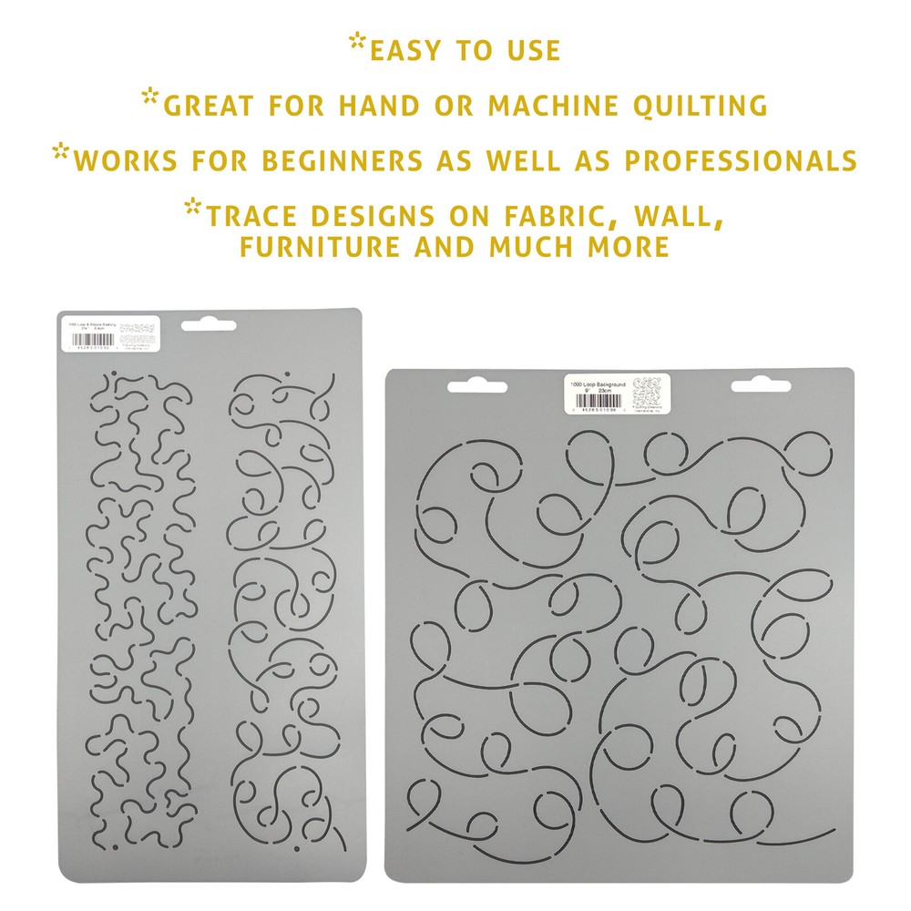 2 Quilting Stencils Stipple Quilt Pattern Border and Loop Stippling Background