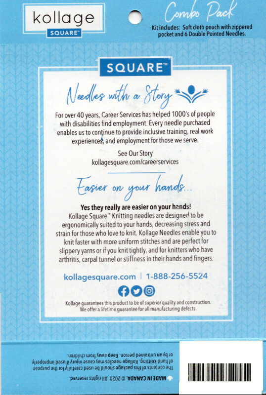 Kollage ::Square® Blue Double Pointed Needles Combo Pack:: Sizes 0-3 US, 7"