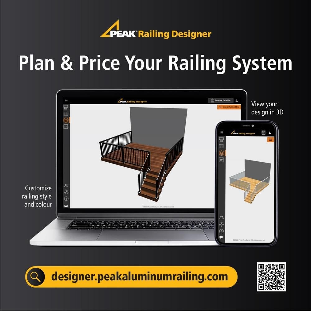 PEAK Aluminum Railing Horizontal Angle Bracket Kit Matte Black 36" 36951