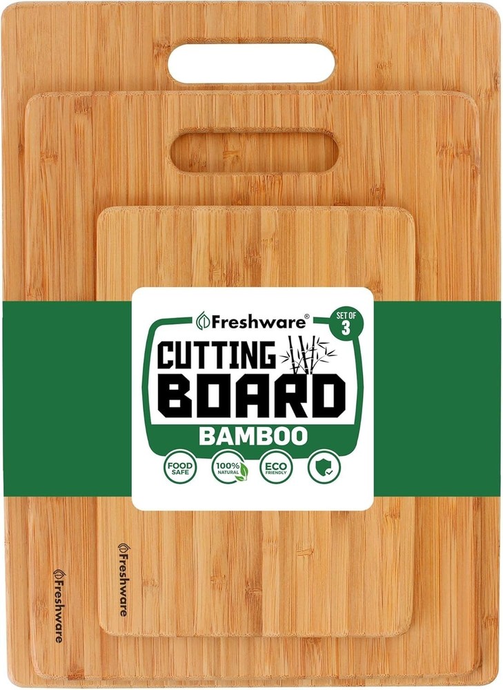 Versatile Bamboo Cutting Board Set with Hanging Hole - Eco-Friendly Sizes