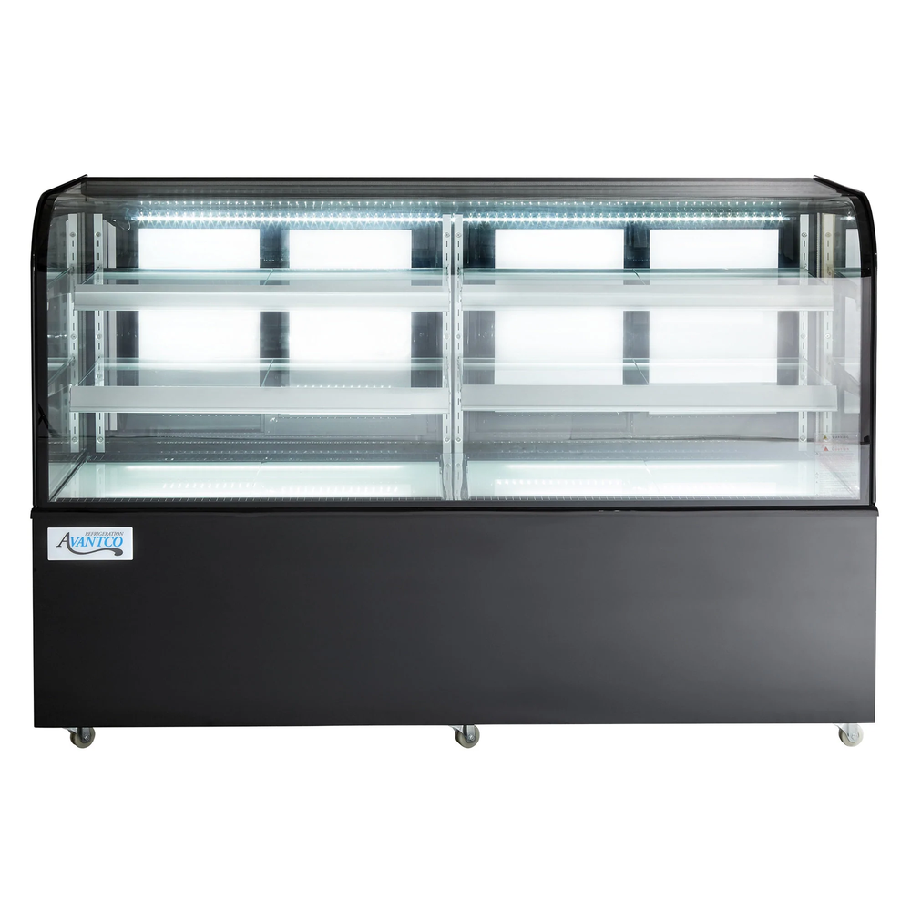 72" Curved Glass Black Refrigerated Bakery Display Case