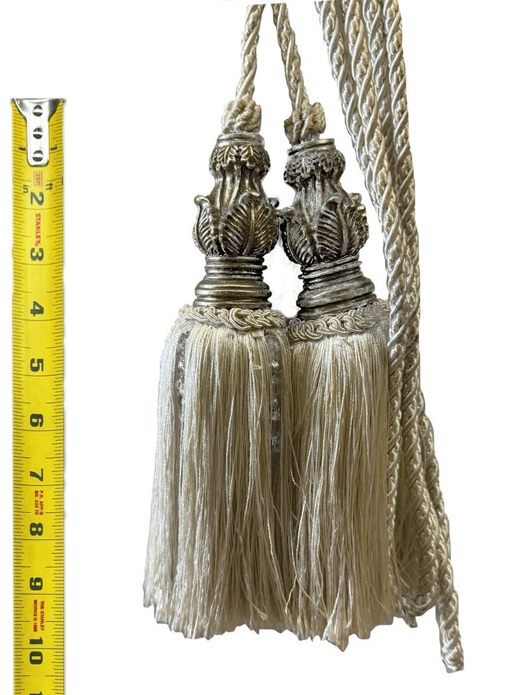 1 tieback with 2 tassels-Off White - CRV