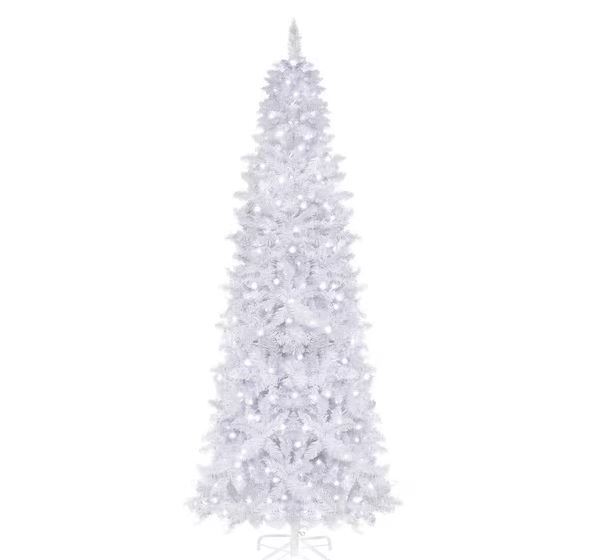 VEIKOUS 7.5 ft. Pre-Lit LED Slim Artificial Christmas Tree w/ Cool White Light