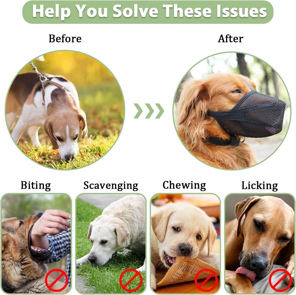 Mayerzon Dog Muzzle, Patented Soft Mesh Muzzle Size Small