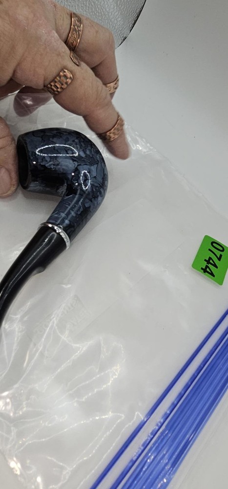 Blue and Black Smoking Pipe with Marble Pattern