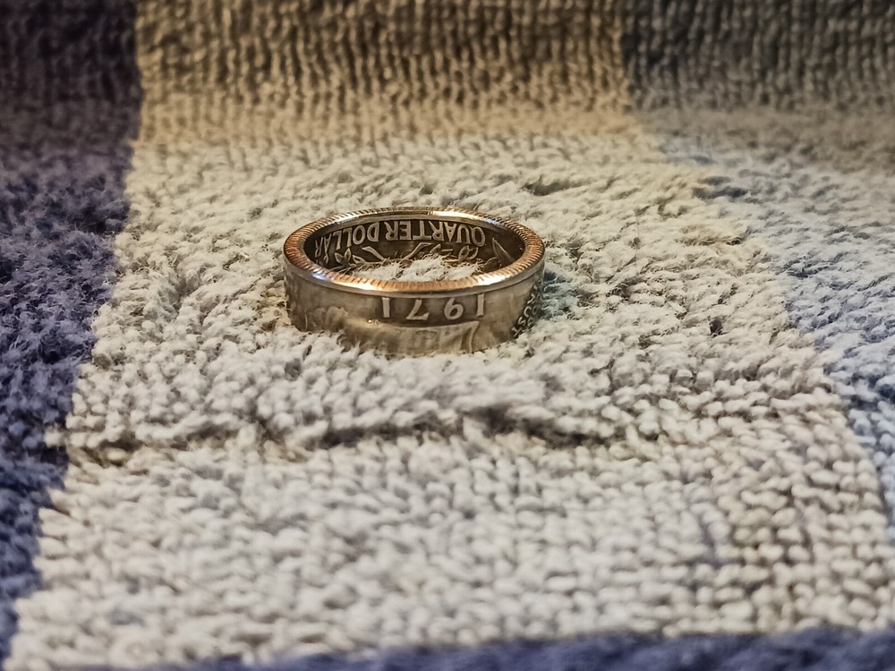 1971 Washington Quarters, Handmade Coin Ring, Size 7- 1/2