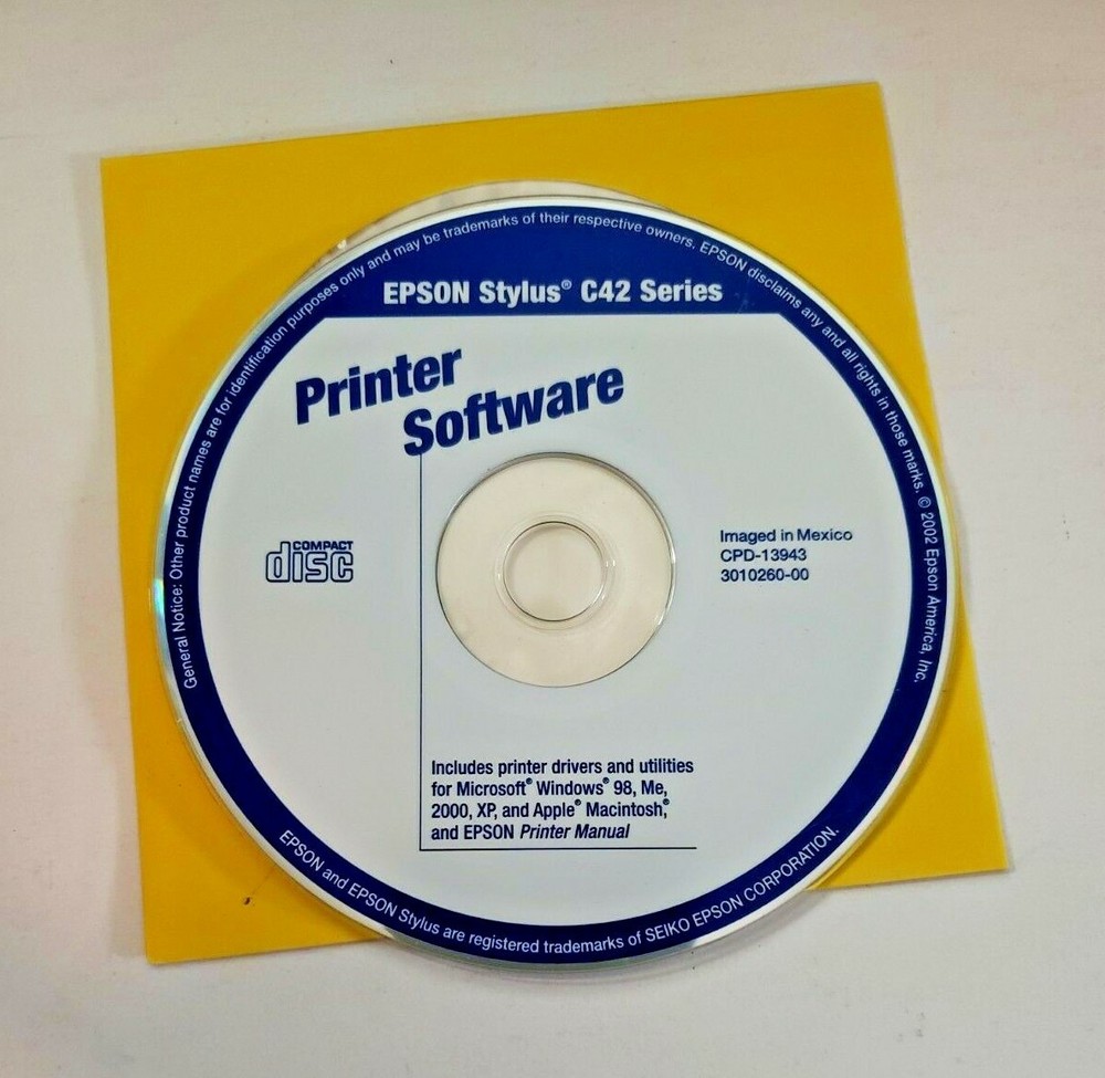 EPSON Stylus C42 Series Printer Software Drivers and Utilities Disc