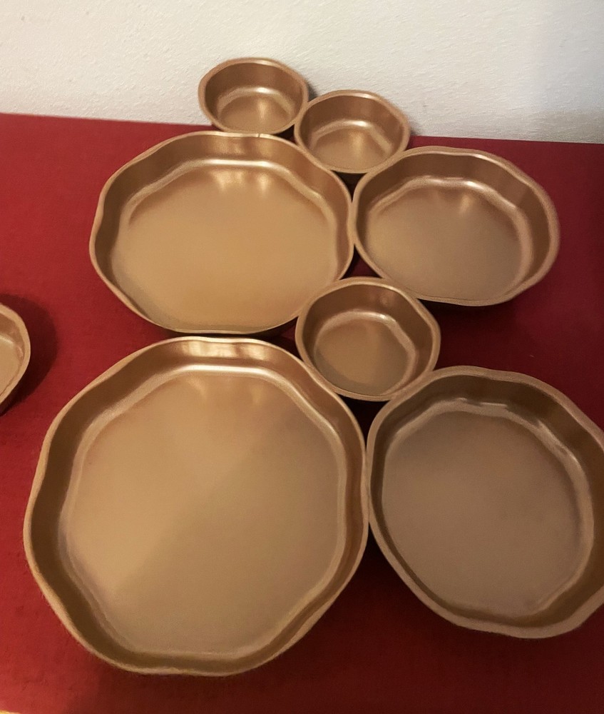 Copper Toned Sectional Compartment Trays Set of Three