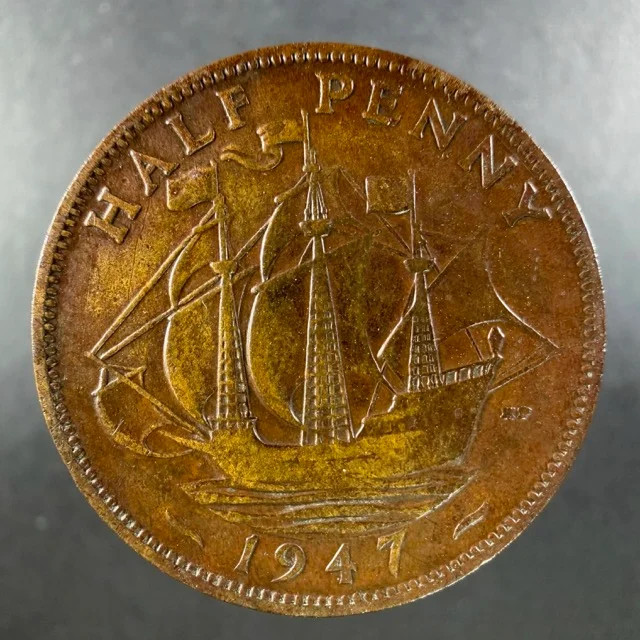 1947 Great Britain Half Penny George VI Bold Design