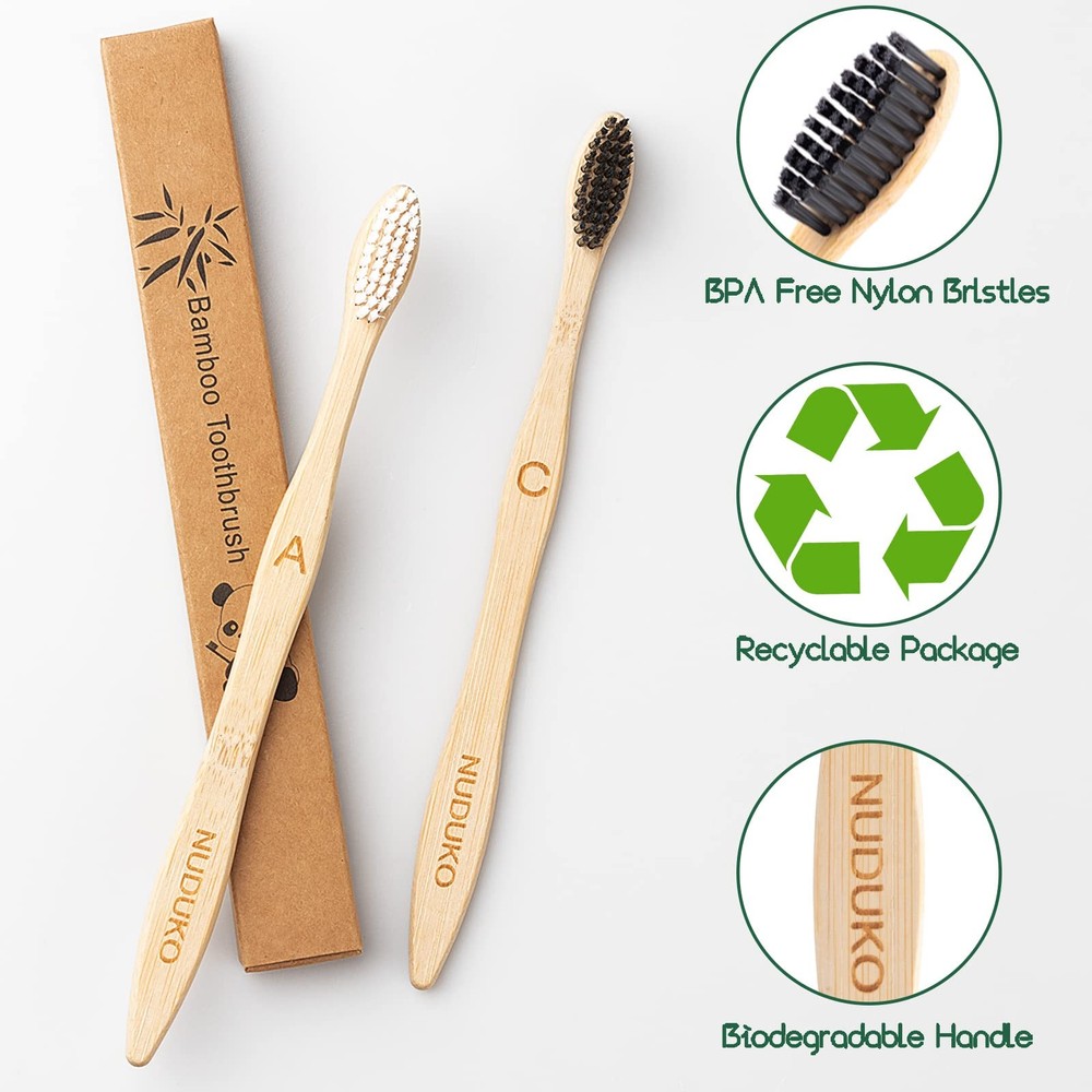 Biodegradable Bamboo Toothbrushes BPA Free Soft Bristles Compostable