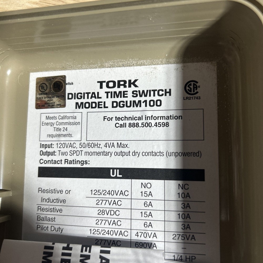 Tork DGUM100Y Single Channel Time Switch