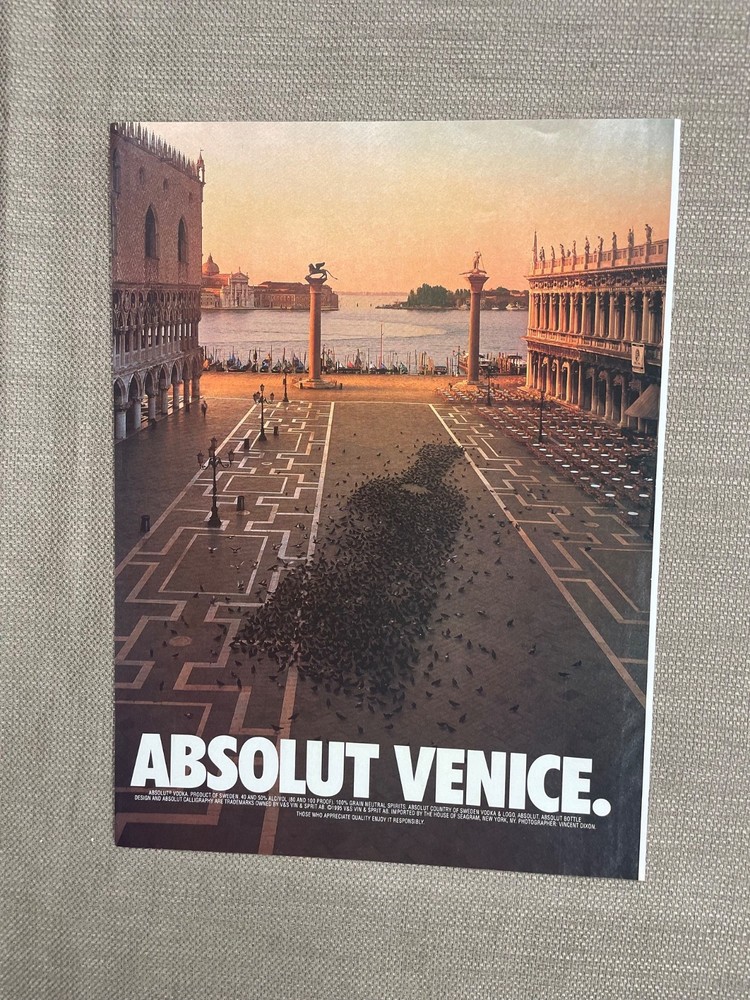 ABSOLUT VENICE VODKA AD 1995 Magazine Advertisement