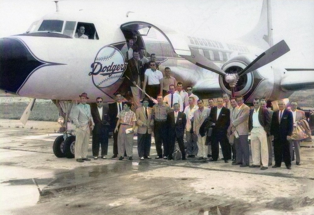 RARE COLOR STILL  BROOKLYN DODGERS AIRPLANE