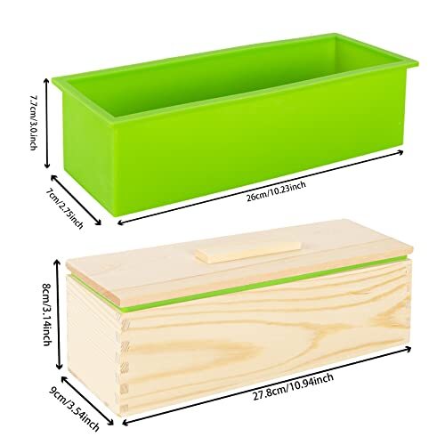 2 Pack 42oz Rectangular Flexible Silicone Soap Loaf Mold with Wooden Box