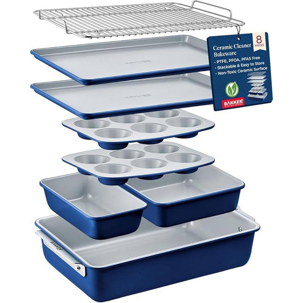 8-Piece Stackable Bakeware Set-Blue