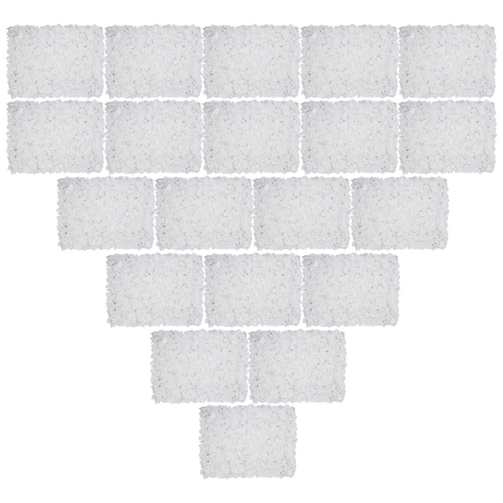 20Pcs Flower Panel White Artificial Flower Wall Panel Flower Backdrop Wall Decor