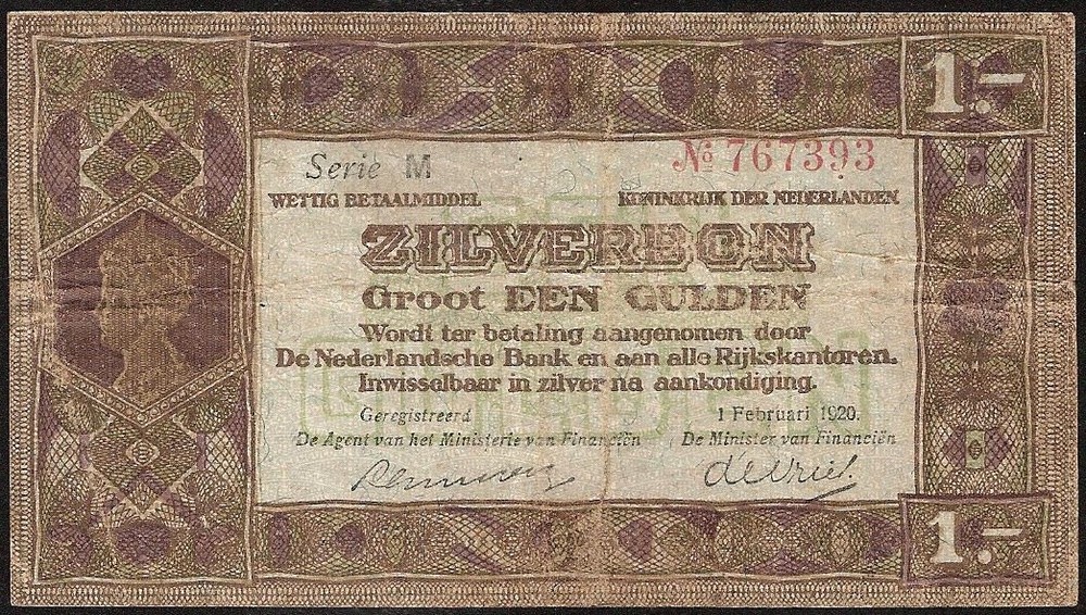NETHERLANDS  1 Gulden  1920  P:15  VF