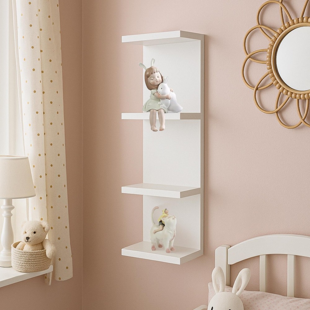 4 Tier Wall Shelf Unit,Vertical Column Floating Storage Home Decor Organizer,...