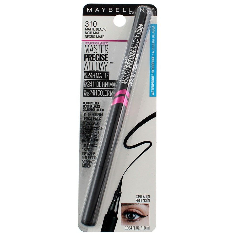 2 Pack Maybelline Master Precise Liquid Eyeliner, Matte Black, 0.034 fl oz