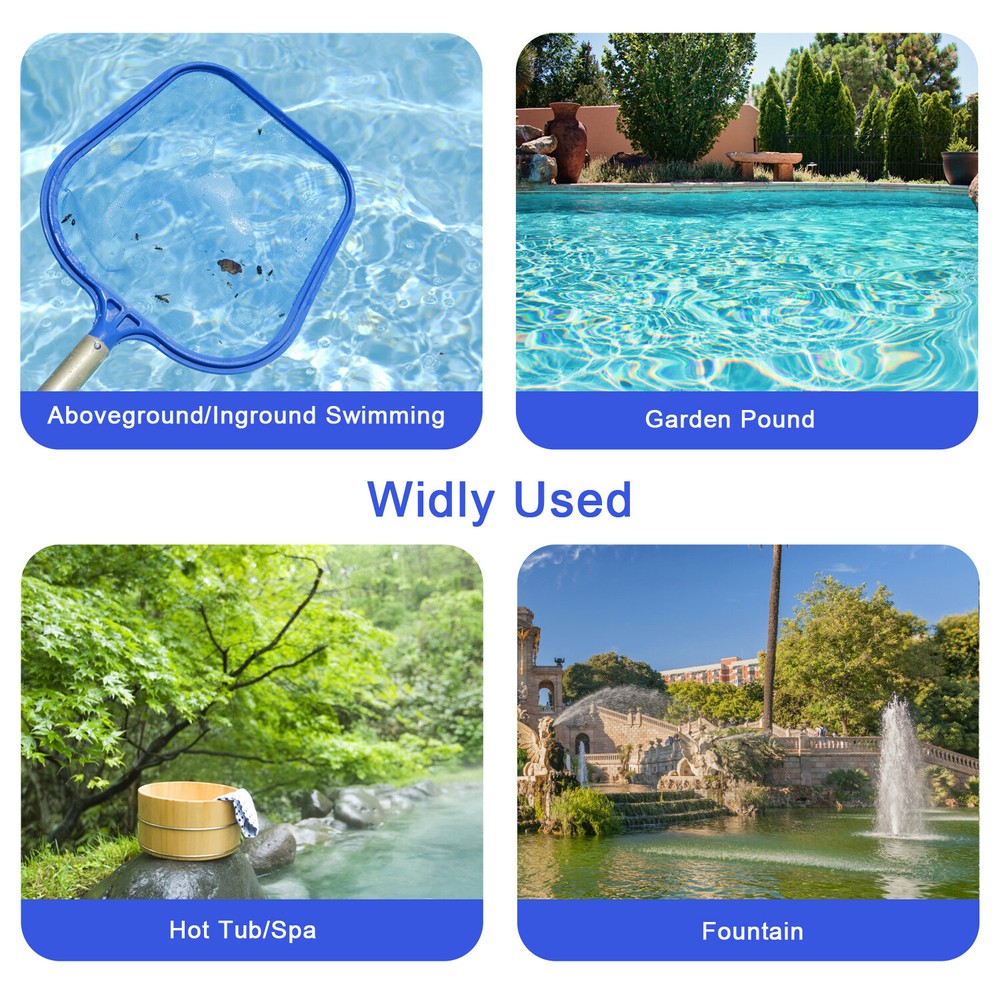 Pool Leaf Skimmer with Pole-Flat/Deep Mesh Bag for Easy Pool Cleaning&Maintenanc