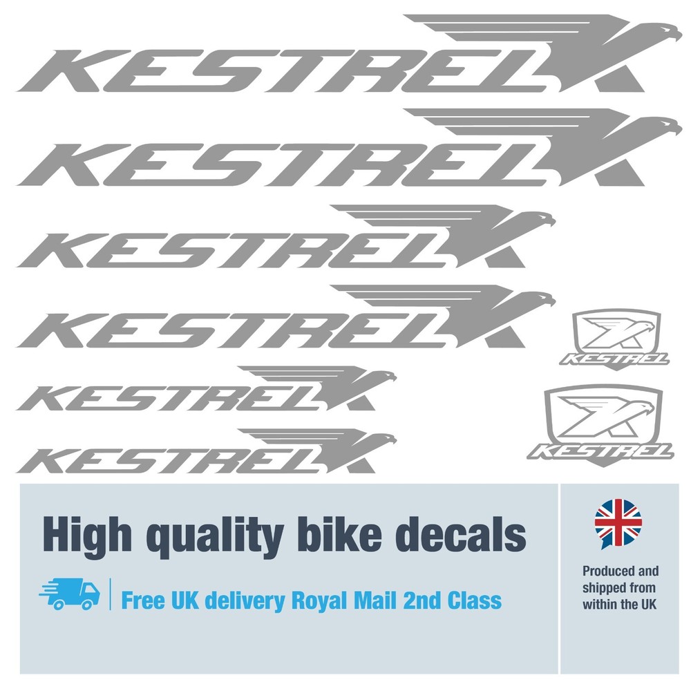 Kestrel solid bike labels / decals , 5+ years external quality (23 pack)