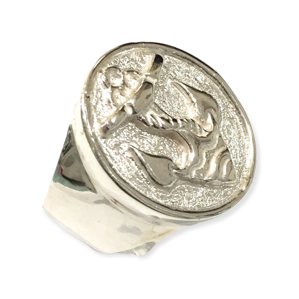 925% Silver Anchor Oval Seal Ring