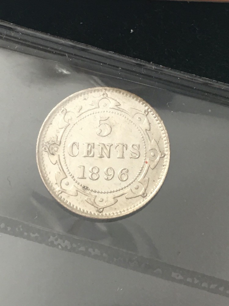 1896 ICCS Graded Newfoundland, ¢5 Cent, **AU-55**