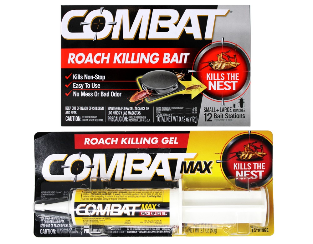 Combat Max Roach Killing Gel 2.1 Oz & Combat Roach Bait Stations, 12 Count