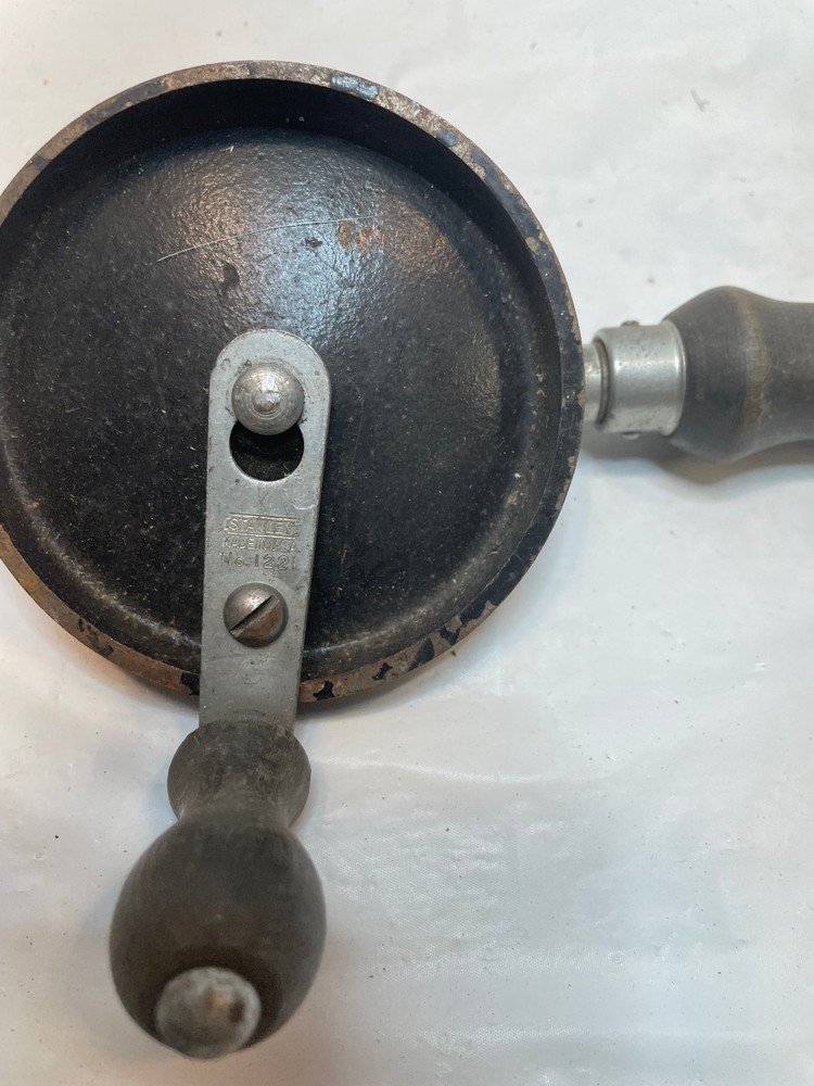 Vintage Hand Drill Wood Handle 11"